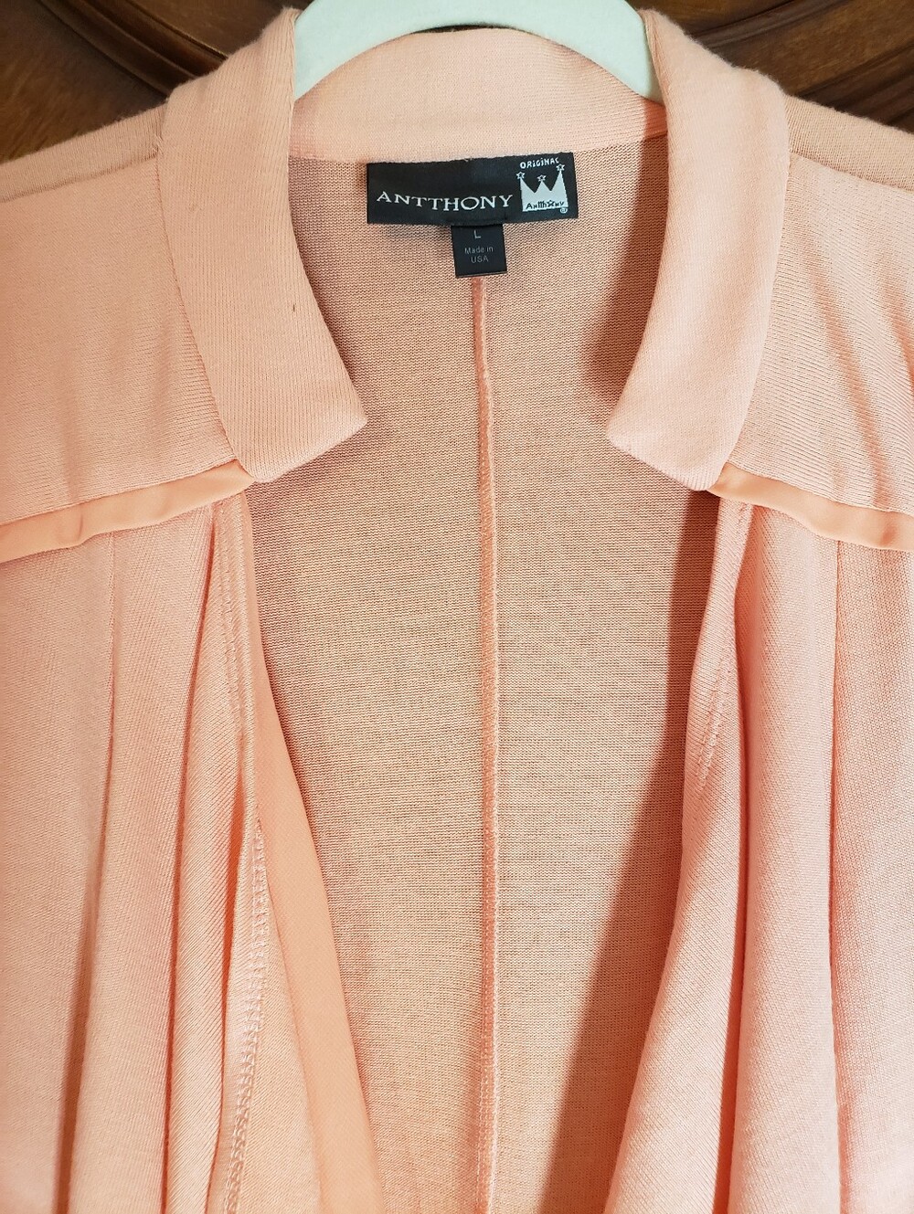 Antthony Peach Open-Front Drape Cardigan Sweater - Picture 3 of 7